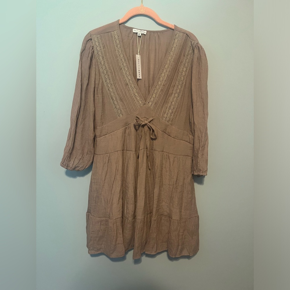 Baltic Born Amelia Boho Mini Dress pale blush